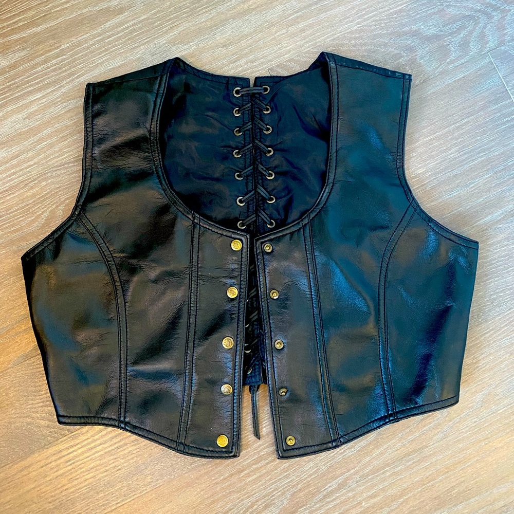 Vintage leather crop vest